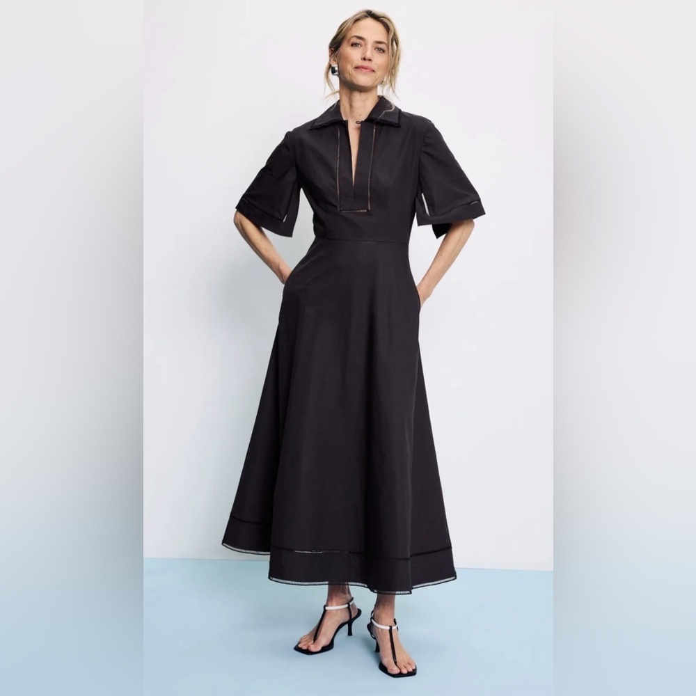 Róhe Black Ladder Embroidered 100% Cotton Dress - Picture 10 of 15
